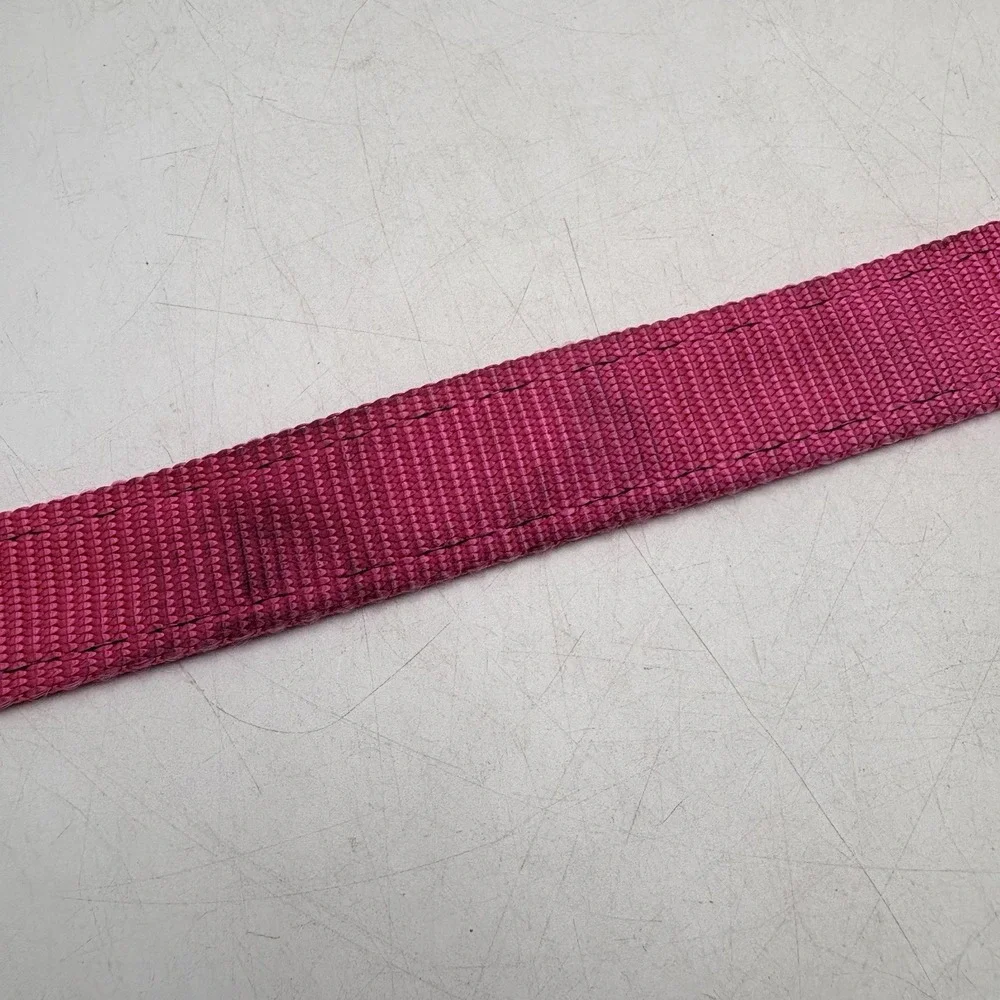 Leather Man USA Crab D Ring Ribbon Belt Pink Navy Preppy Needlepoint Medium